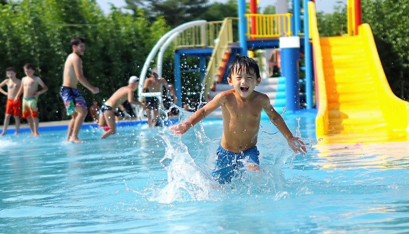 Children playing in a splash zone